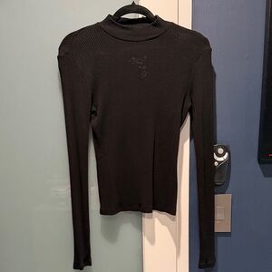 Black Ribbed Long Sleeve Top